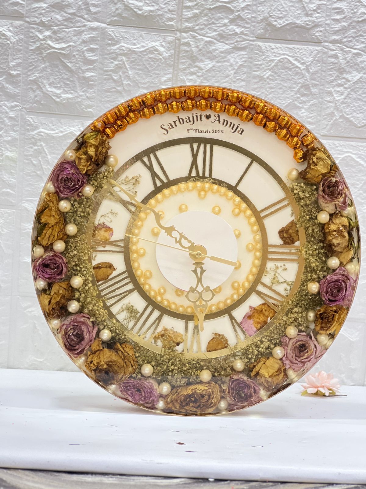 Bridal Garland Preservation Resin Clock