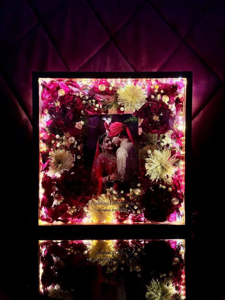 Resin-Encased Varmala Photo Frame Wedding Gift