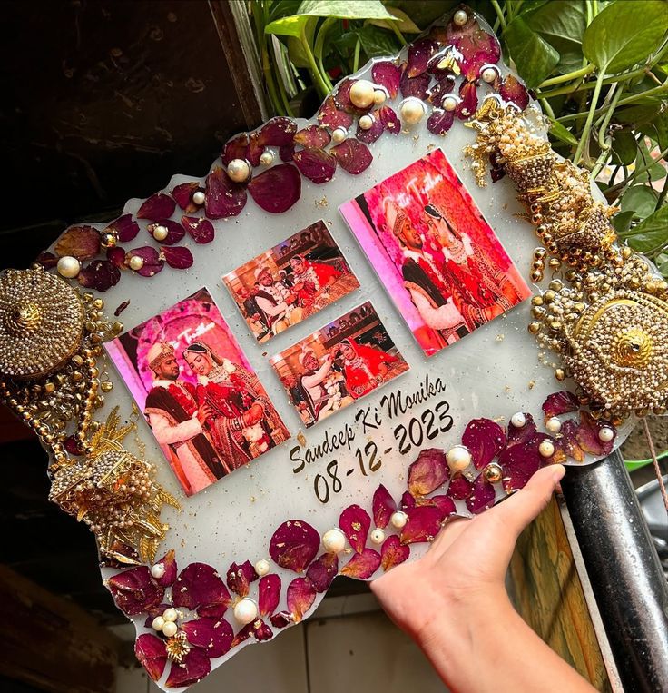 Elegant Varmala Resin Keepsake With Photo