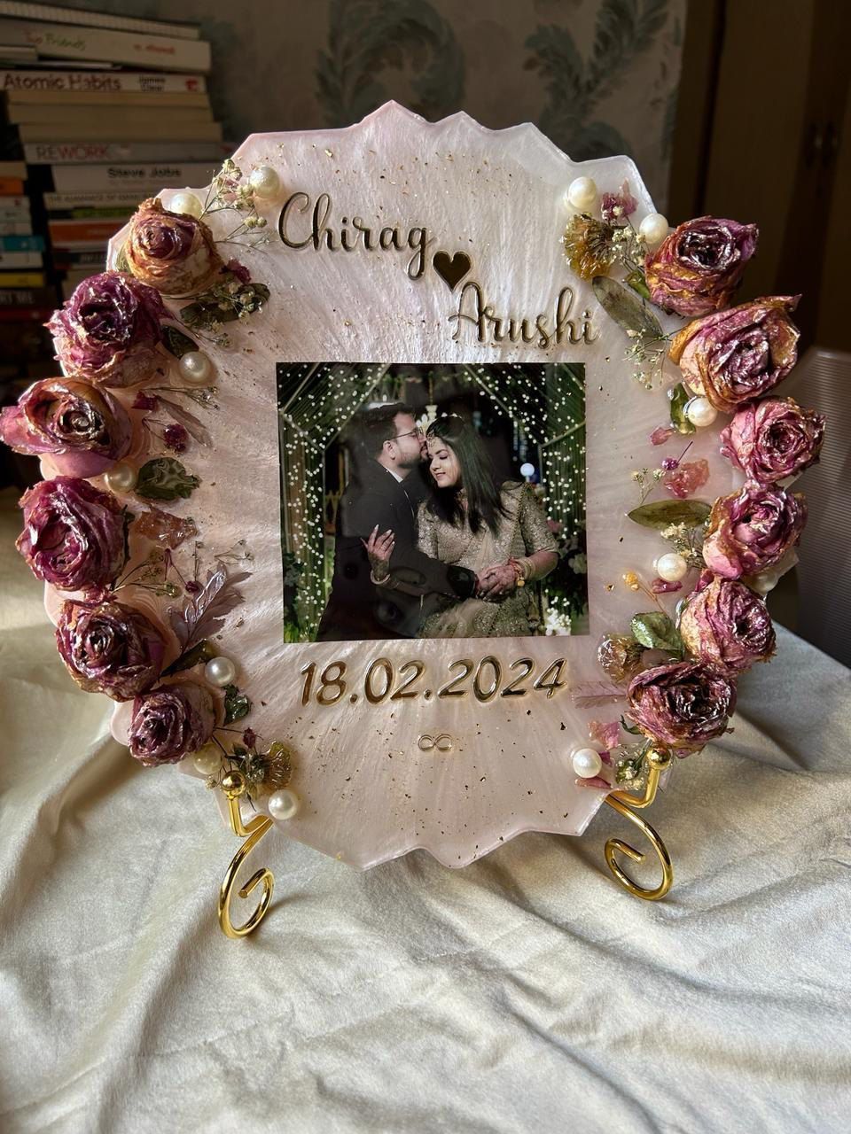 Resin-Preserved Varmala With Personalized Engraving & Photo