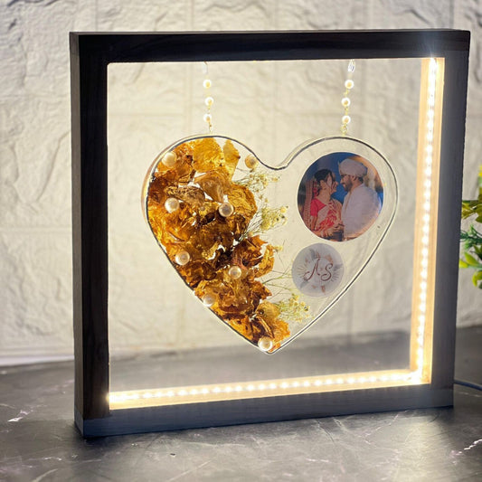 Hanging Heart Resin Frame With LED Border – Custom Wedding Keepsake