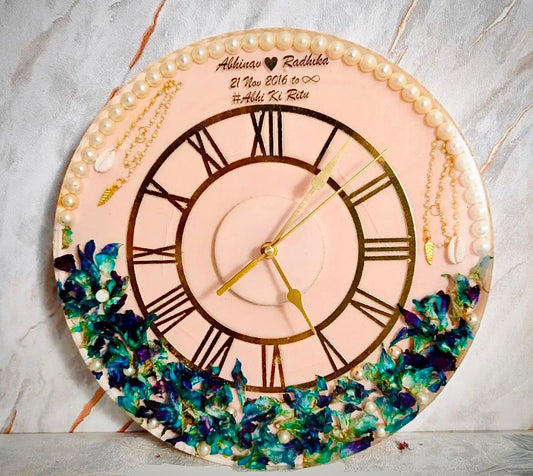 Resin Memory Clock with Preserved Wedding Varmala
