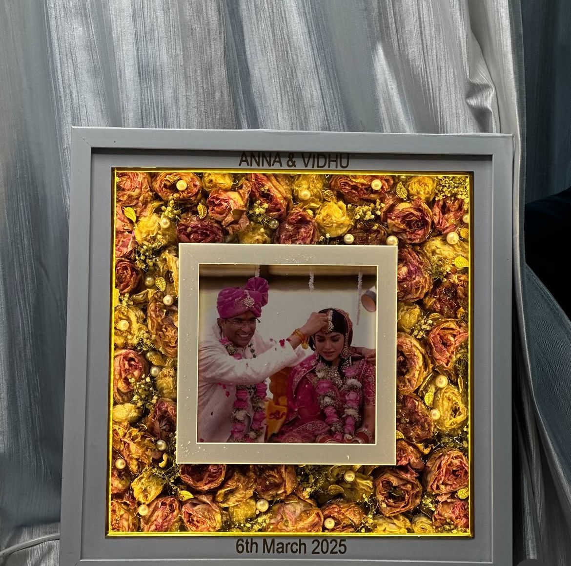 Wooden Photo Frame With Real Varmala Resin Preservation