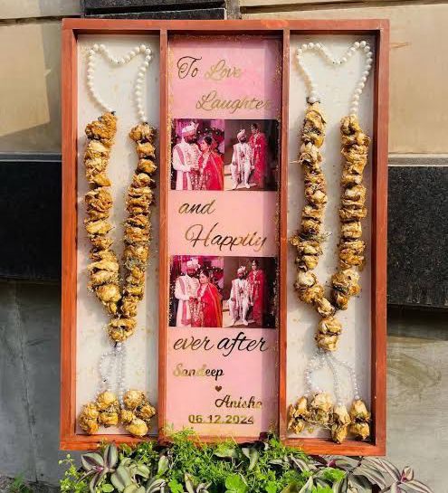 Premium Wooden Resin Frame for Varmala Preservation