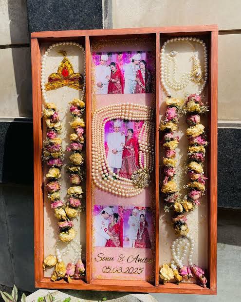 Personalized Dried Varmala Keepsake Frame