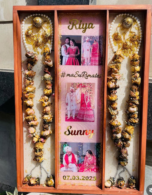 Wedding Garland Preservation Frame With Couple Photos